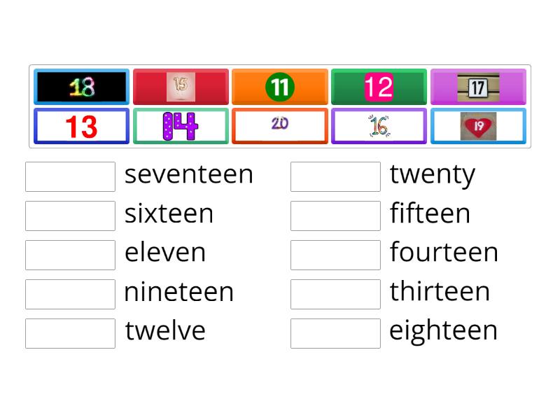 Numbers 11-20 (matching) - Match up