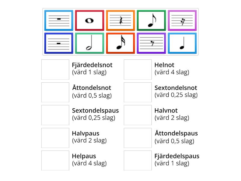 Noter och pauser - Match up
