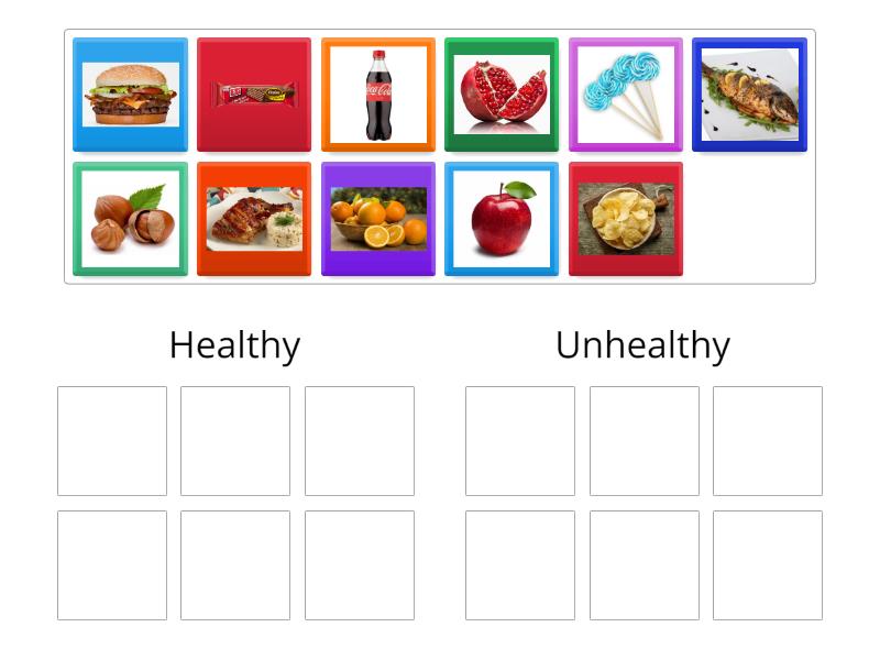 Pairing healthy and unhealthy foods - Group sort