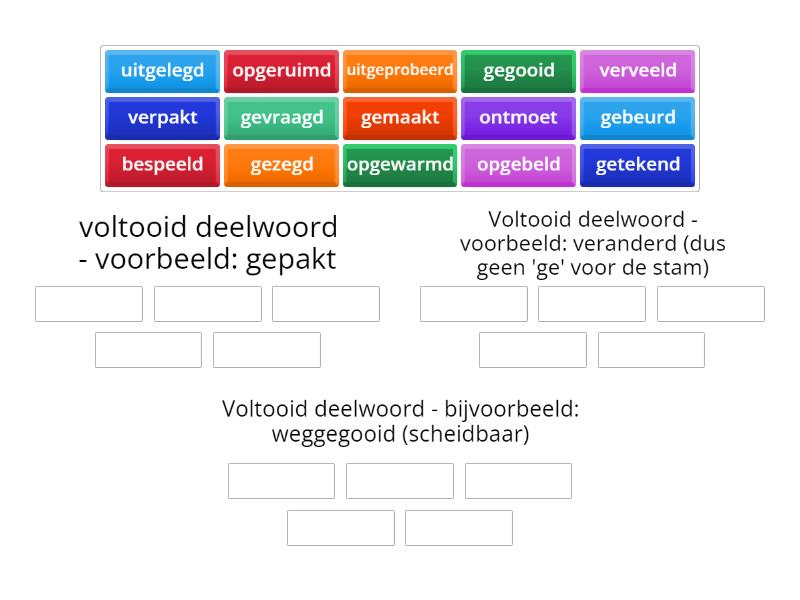 Drie soorten voltooid deelwoord - Group sort