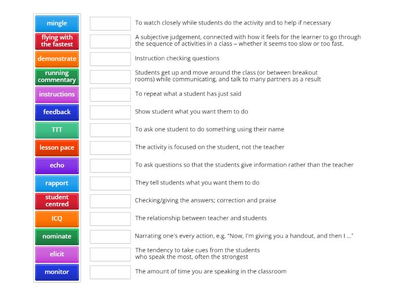 Classroom management - Match up