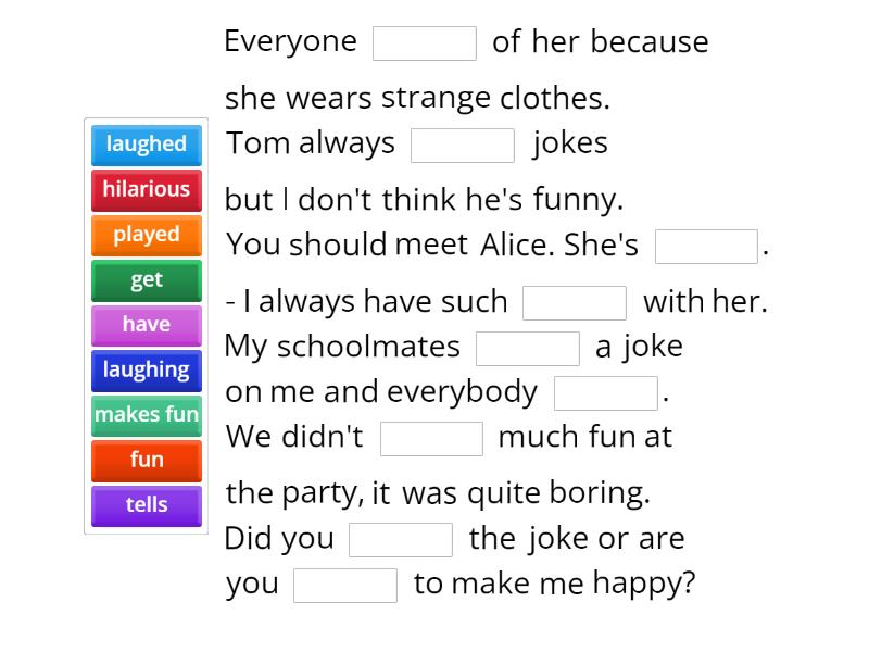 11 fun vocabulary - Complete the sentence
