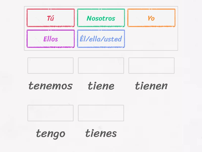 El verbo tener (conjugación presente) - Match up