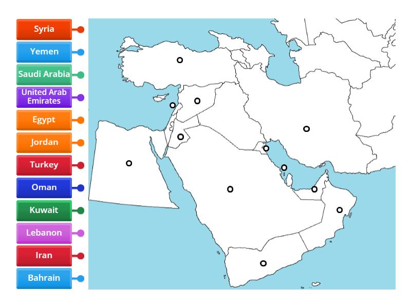 Middle East Map - Labelled diagram