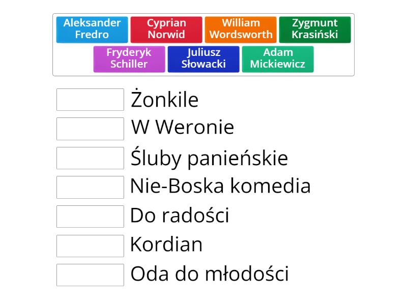 Romantyzm Sprawdzian Klasa 2 Gimnazjum Grupa B Romantyzm - Match up