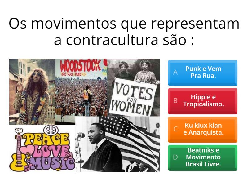 Movimentos de Contracultura anos 60 - Quiz