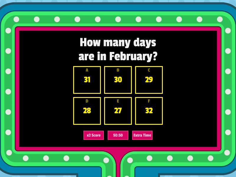 Months Of The Year - Gameshow Quiz