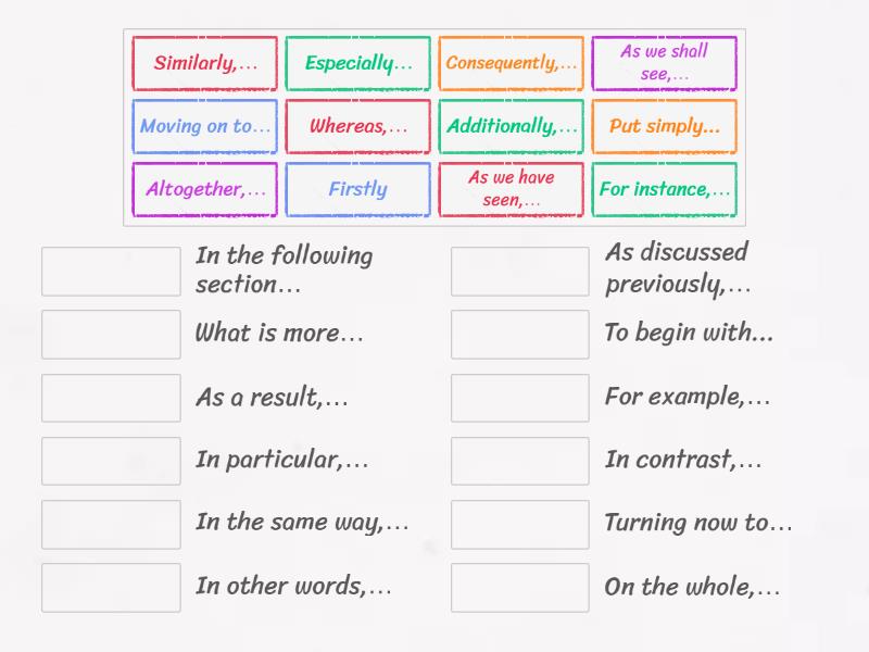 Signposting Phrases Match Up