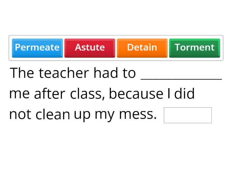 Term I Vocabulary Review - Complete the sentence
