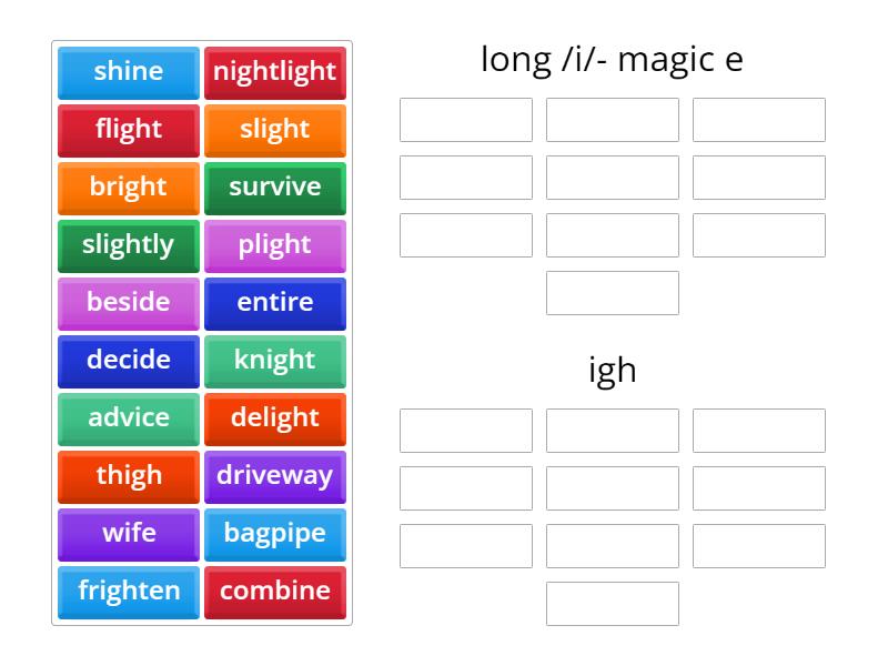 Long I Sort Based On Spelling Patterns Group Sort