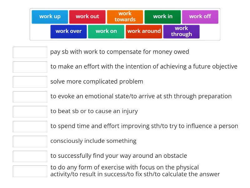 Phrasal verbs - work - Match up