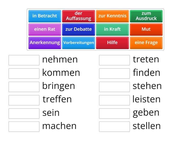 Nomen-Verb-Verbindungen - Match up