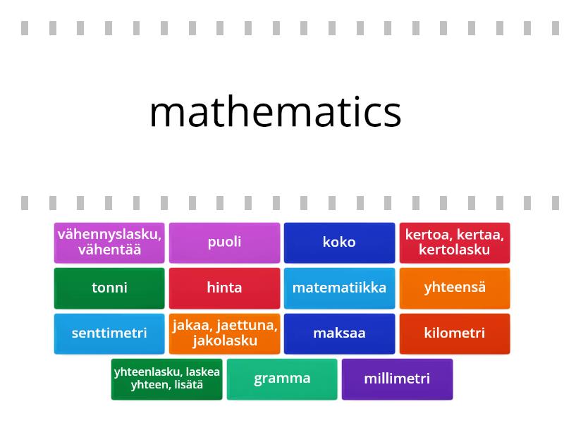 Matematiikan Sanoja, Master - Find The Match