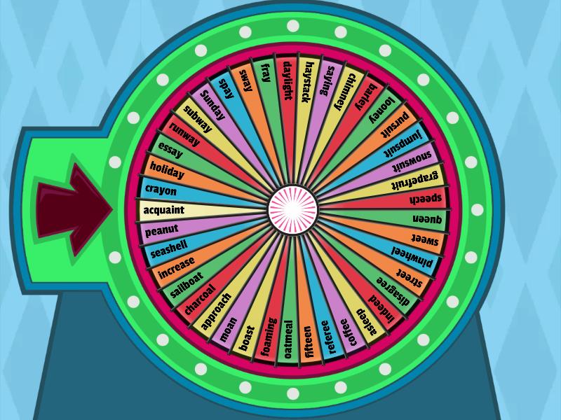 Vowel Team Word List Random Wheel