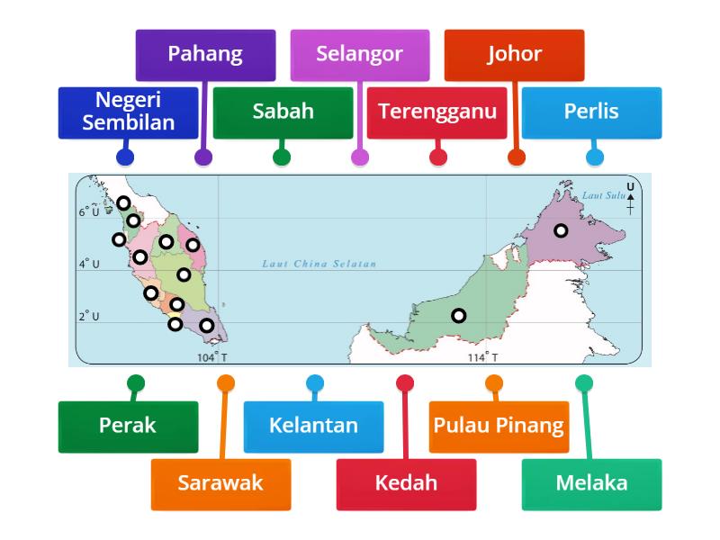 Negeri-negeri yang bersetuju dengan Pembentukan Malaysia - Labelled diagram