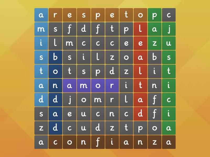 Sopa De Letras De Valores Wordsearch 4132