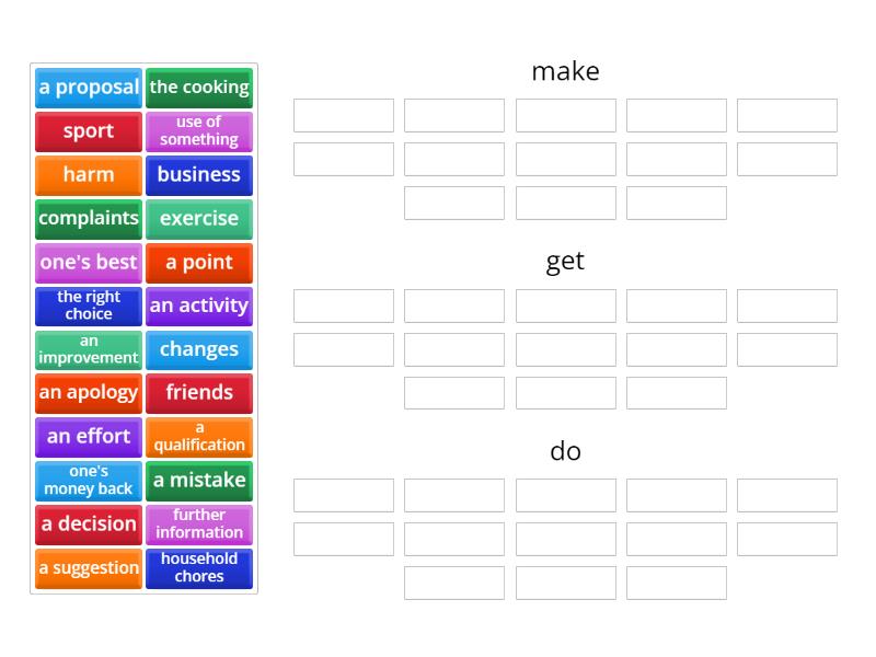 C1 Complete. Collocations With Make, Get, Do (olga's Copy) - Group Sort