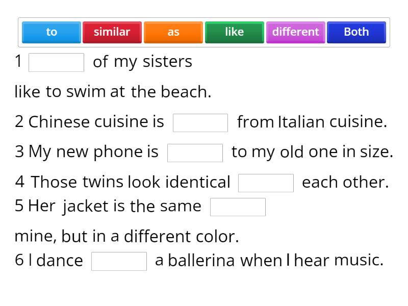 **similarities - Complete the sentence