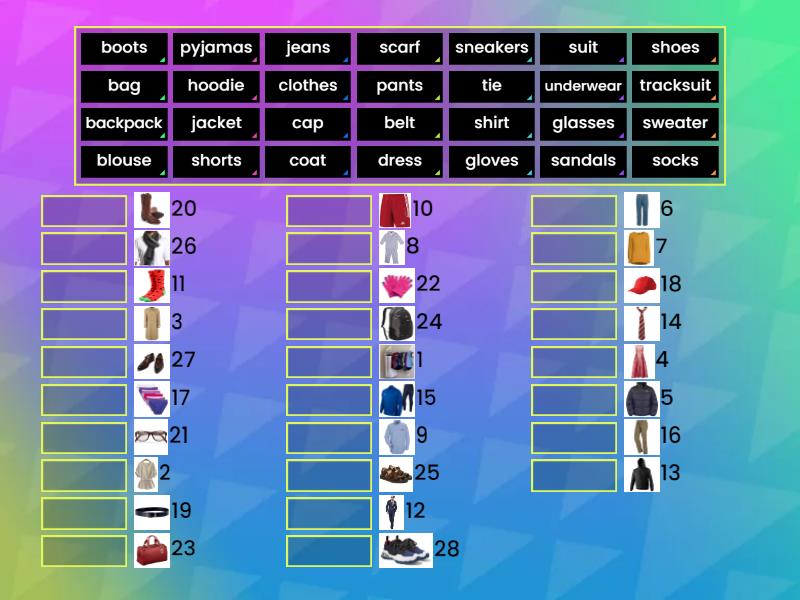 Clothes & accessories - Match up
