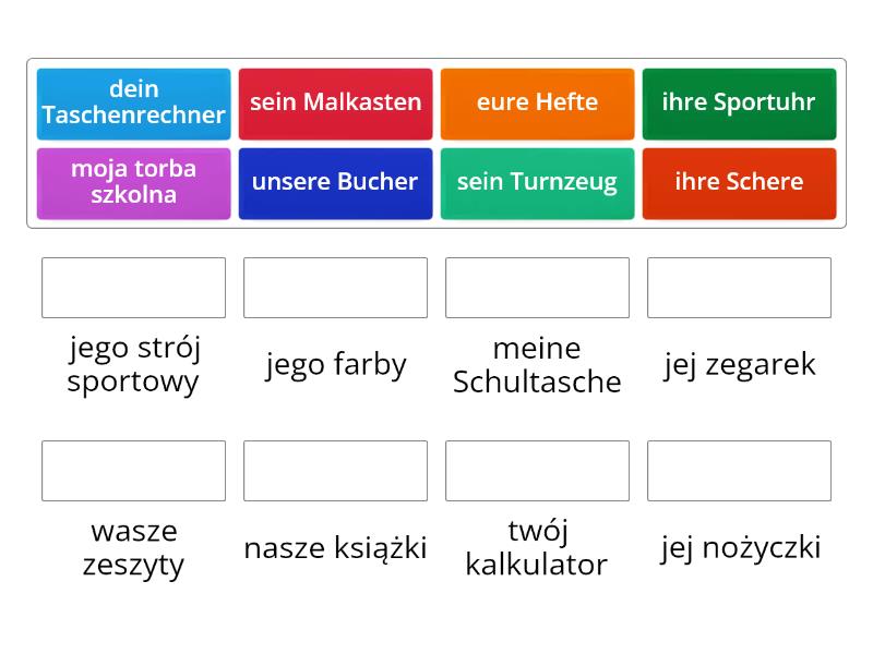 Zaimki Dzierżawcze J. Niemiecki - Połącz W Pary