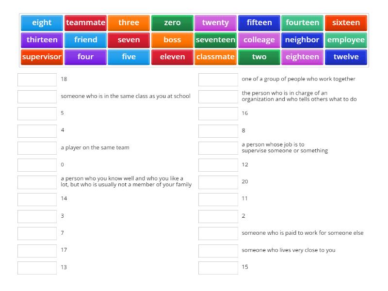 UNIT 2: Vocabulary review - Match up