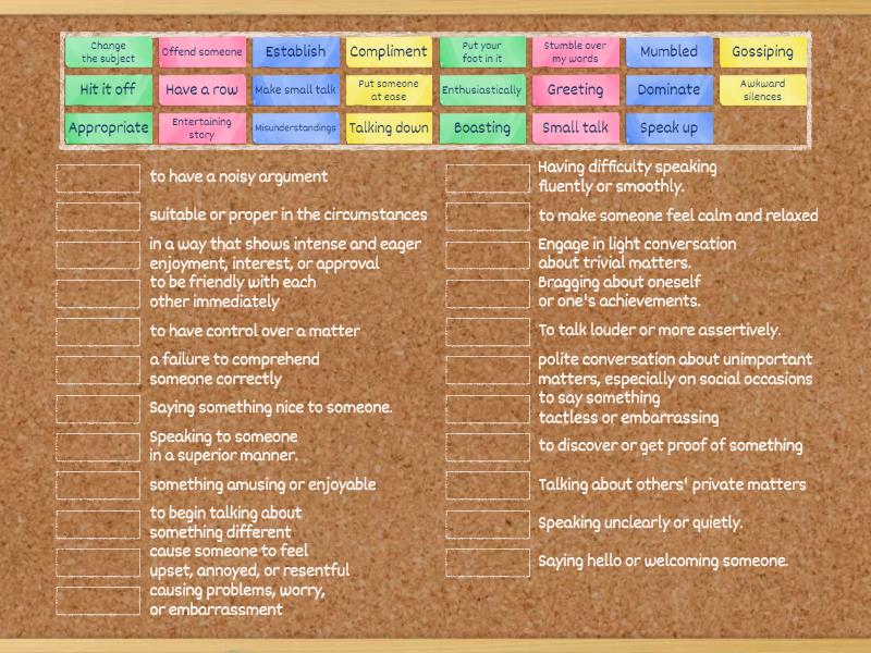 Upper Intermediate Unit 1 Vocabulary Review - Match up