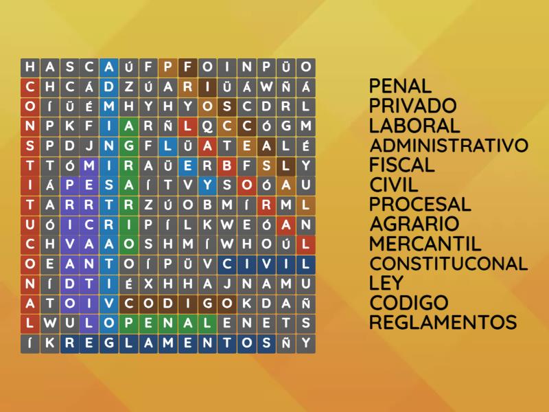 DERECHO PÚBLICO Y PRIVADO - Sopa de letras