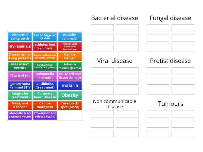 Diseases AQA Biology - Group sort