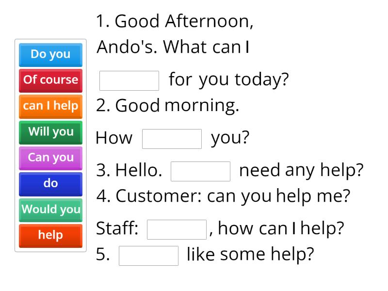Customer Service initial greeting - Complete the sentence