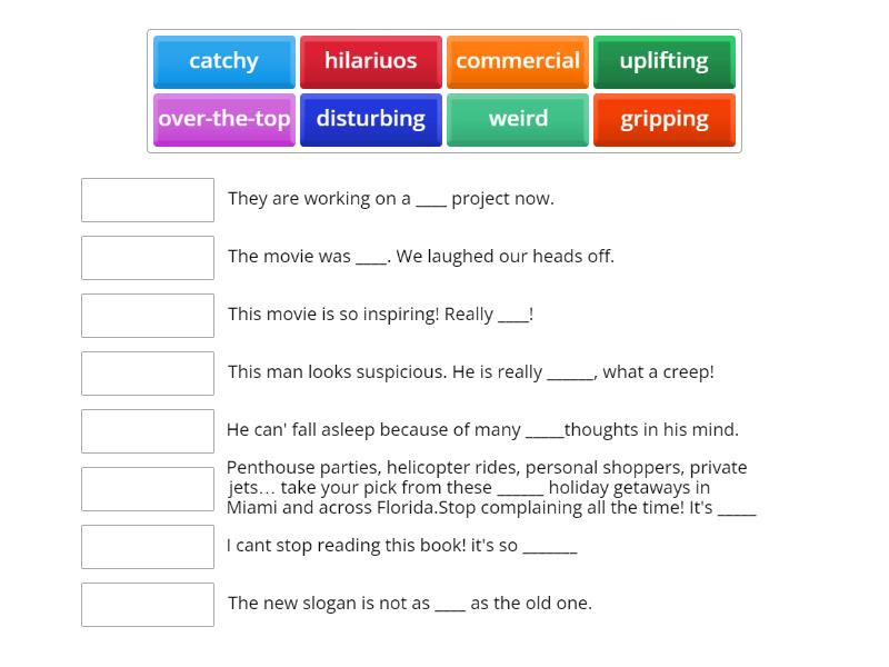 Outcomes Upper Unit 1 describing films (with examples) - Une las parejas