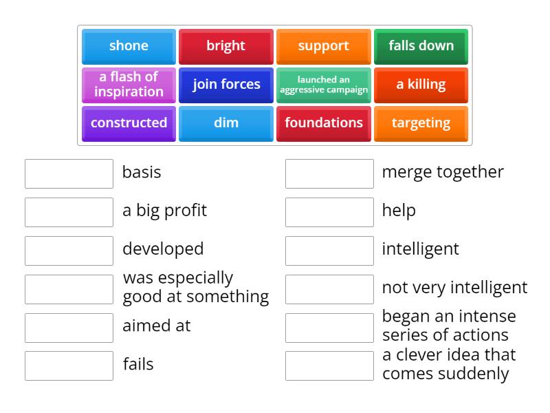 Metaphors - Advanced - Match up