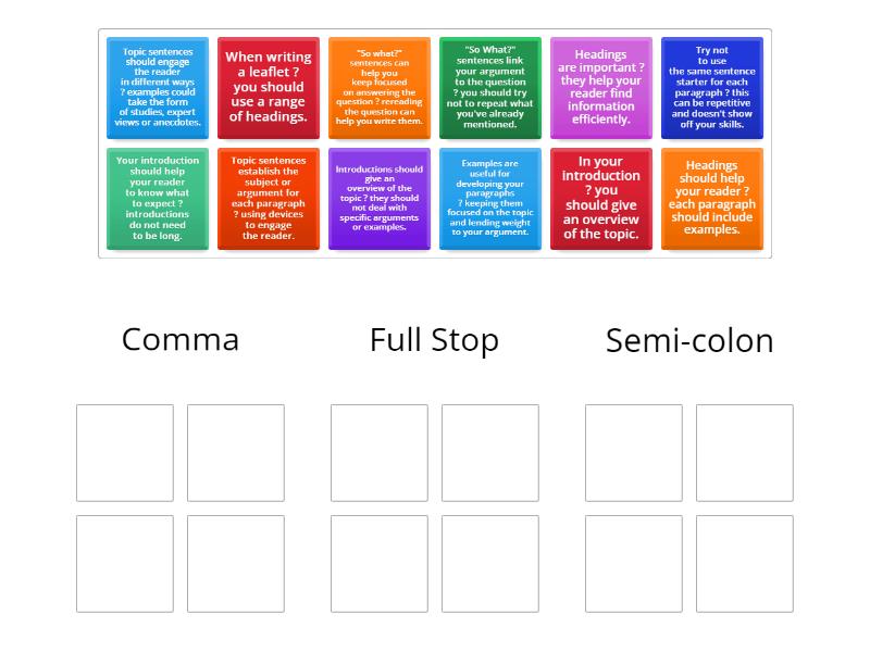 Comma, full stop or semi-colon? - Ordenar por grupo