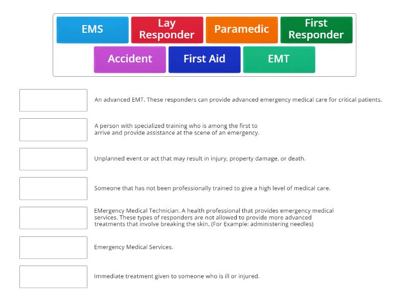 First Aid Terms - Match up