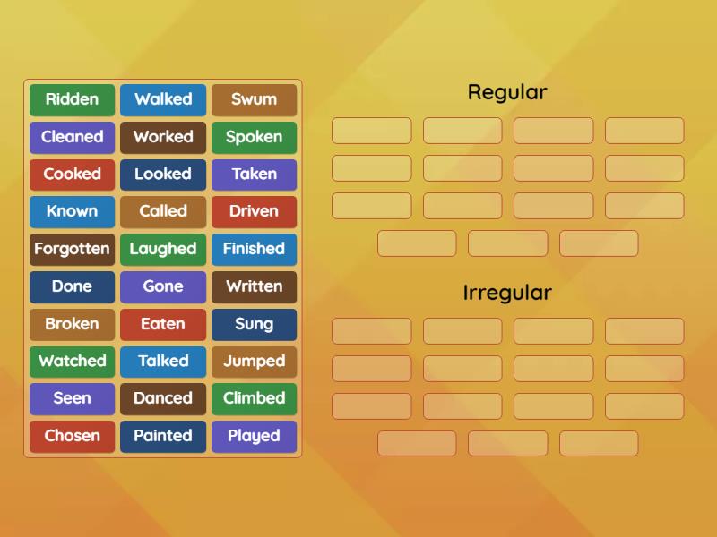 Past Participles Sorting Game - Group sort
