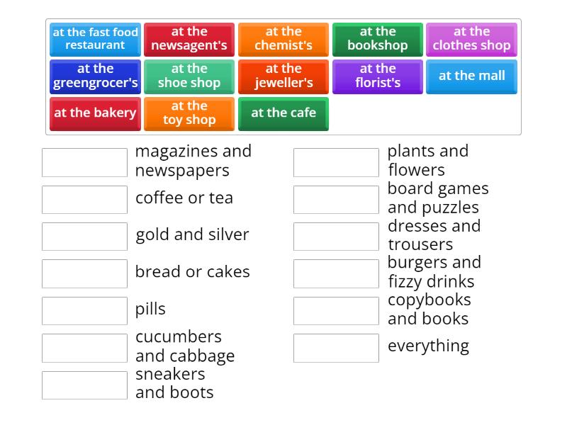 Spotlight 5 Module 9a Going shopping matching goods - Match up