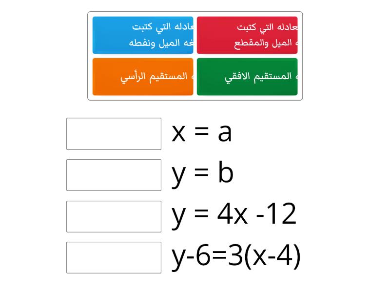 صيغ معادلة المستقيم Match Up