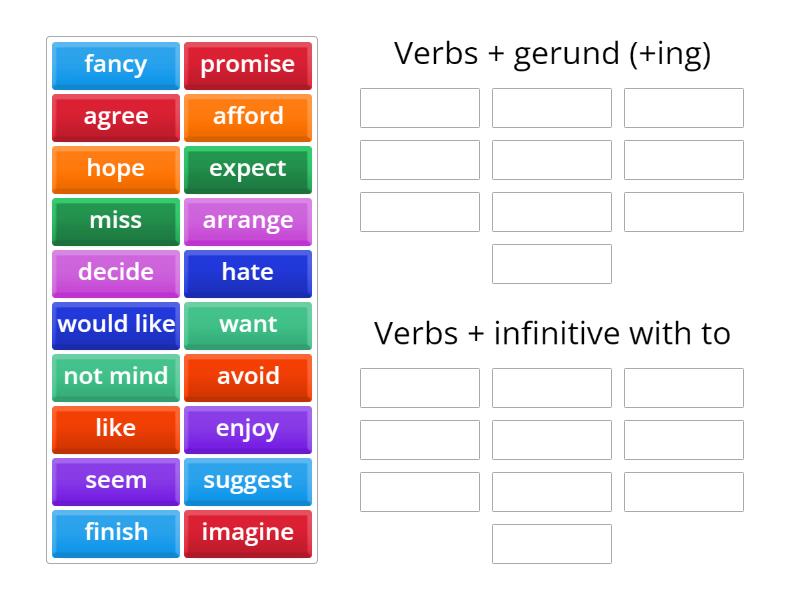 gerund or infinitive - Group sort