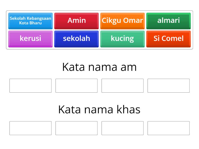 Kelaskan Kata Nama Am Dan Kata Nama Khas Dalam Kotak Yang Sesuai Group Sort 7013