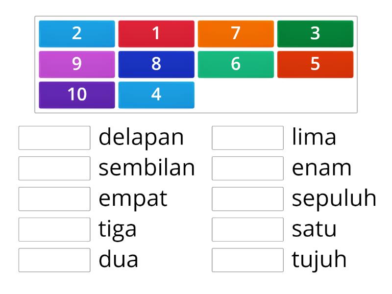 Menjodohkan Nama Bilangan Dan Lambang Bilangannya - Permainan Pencocokan