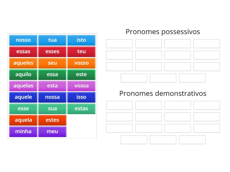 Pronomes possessivos/demonstrativos - Group sort