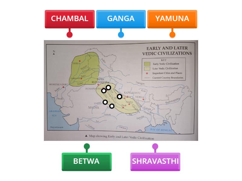 Rivers in the Later Vedic Civilization - Labelled diagram
