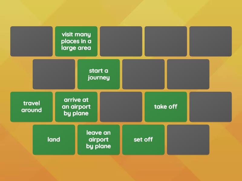 Unit 2B Travel Collocations - Matching pairs