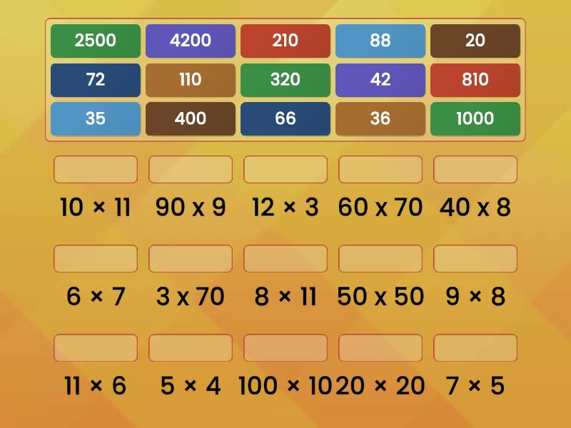 Multiplications calcul rapide - Match up