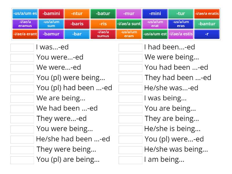 Which Tense? (Passive Verbs) - Match up