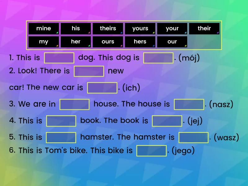 wordwall brainy 6 unit 4 possessive pronouns