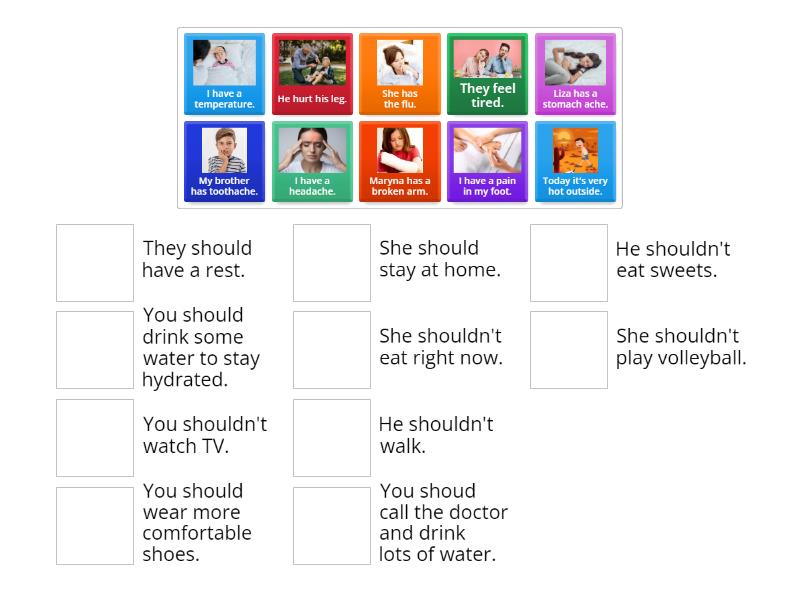 Should / shouldn't. memory game - Une las parejas