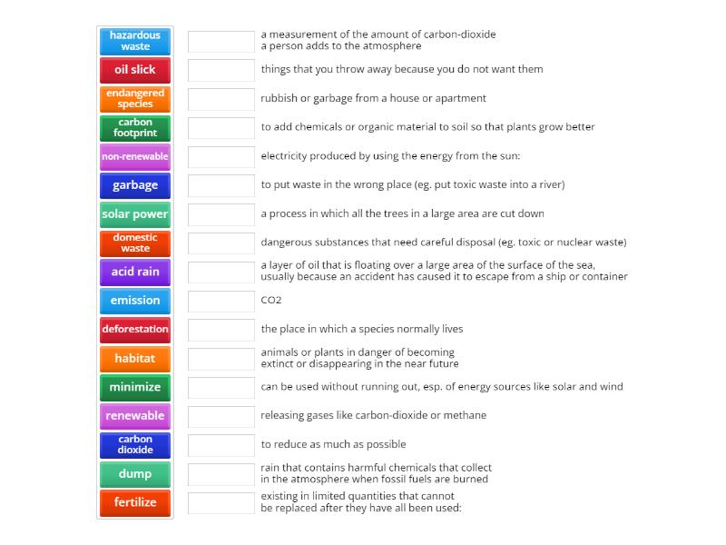 OGE environment vocabulary - Match up