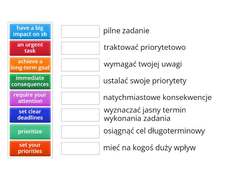 ESL Brains - prioritizing and to-do tasks - Match up
