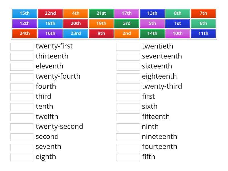 Fly High 4 Ordinal numbers - Match up