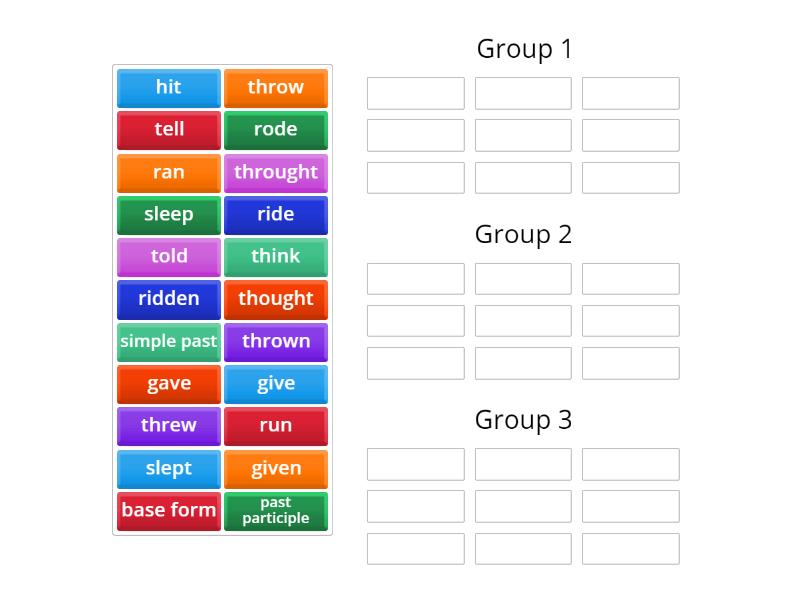 irregular verbs - Group sort